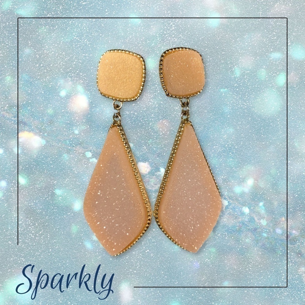 Sparkly Peach Drop Earrings